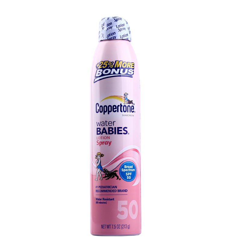 美国直邮 水宝宝防晒喷雾正品 spf50 213g加量装 水嫩滋润 防水汗