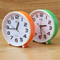 Modern simple round small alarm clock creative home clock Desktop not mute desk clock student bedside clock clock clock