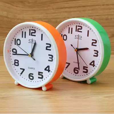 Modern simple round small alarm clock creative home clock Desktop not silent clock student bedside clock clock clock