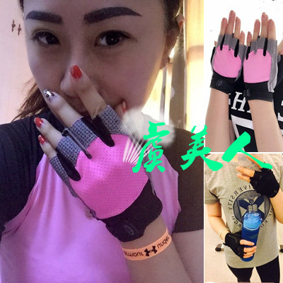 Thin air-permeable non-slip semi-finger fitness gloves female male and wrist dumbbells instruments training exercise single car room