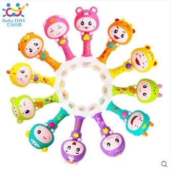 Huile 817 Zodiac Dynamic Rhythm Stick Music Rattle Shaker 0-1 Years Old Newborn Toy Music Stick
