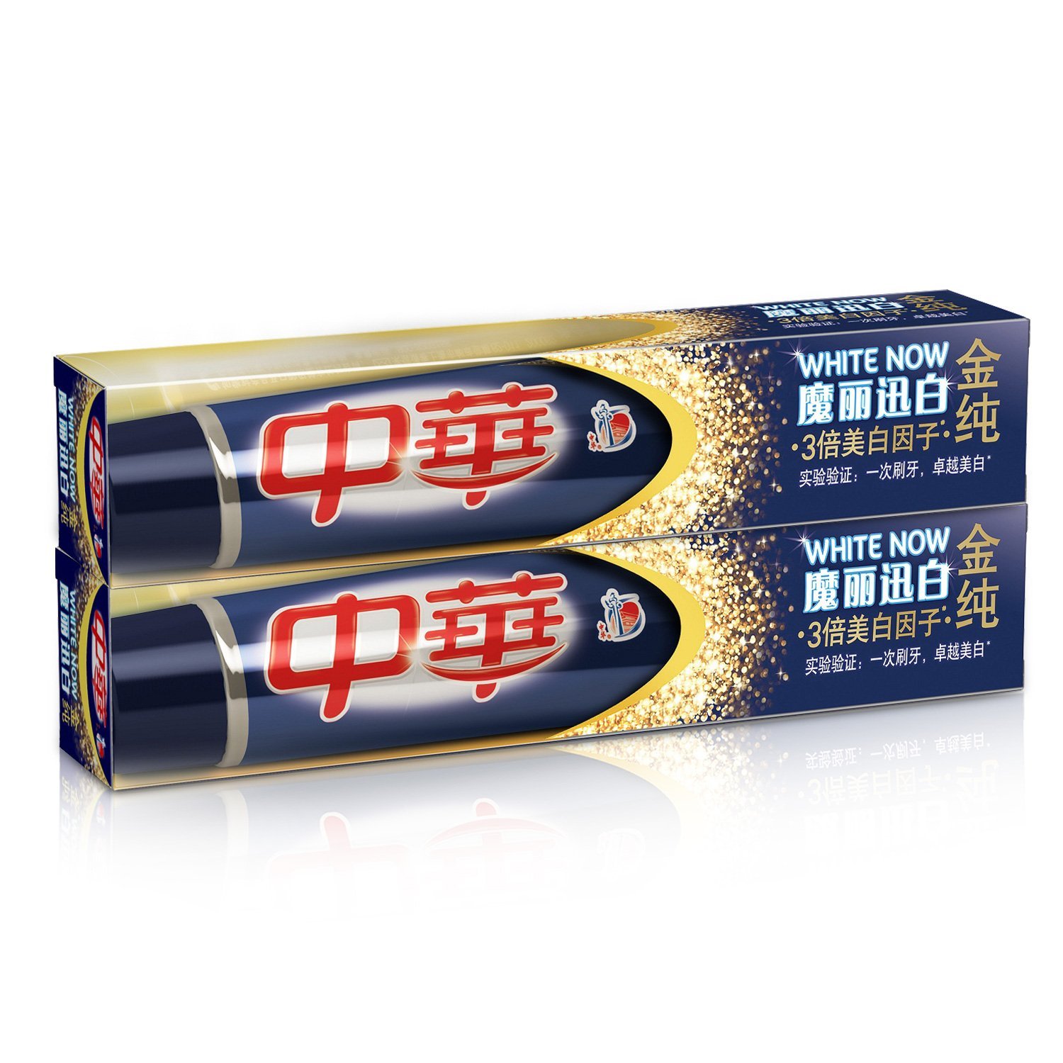 中华金纯魔丽迅白冰晶双重薄荷味 100g X2迅速美白牙齿