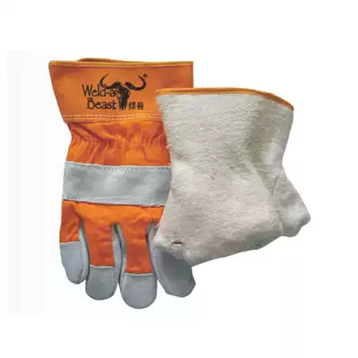 Welder 11305 cow two-layer B-class neck leather gloves Welder special gloves Crew seaman gloves 6 dozen