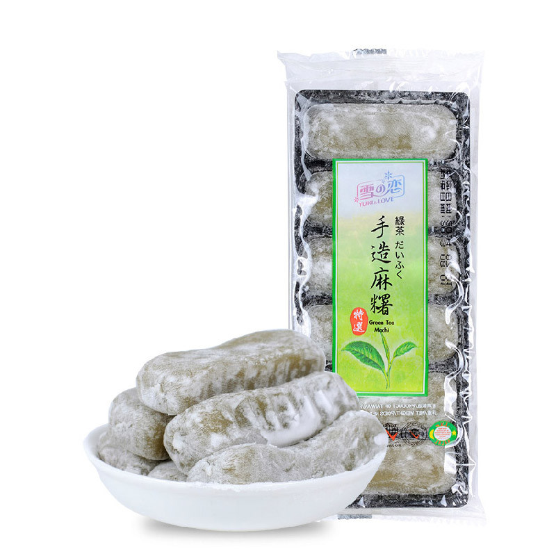 【天猫超市】台湾进口 雪之恋手造绿茶味麻薯180克绿茶麻糬零食品