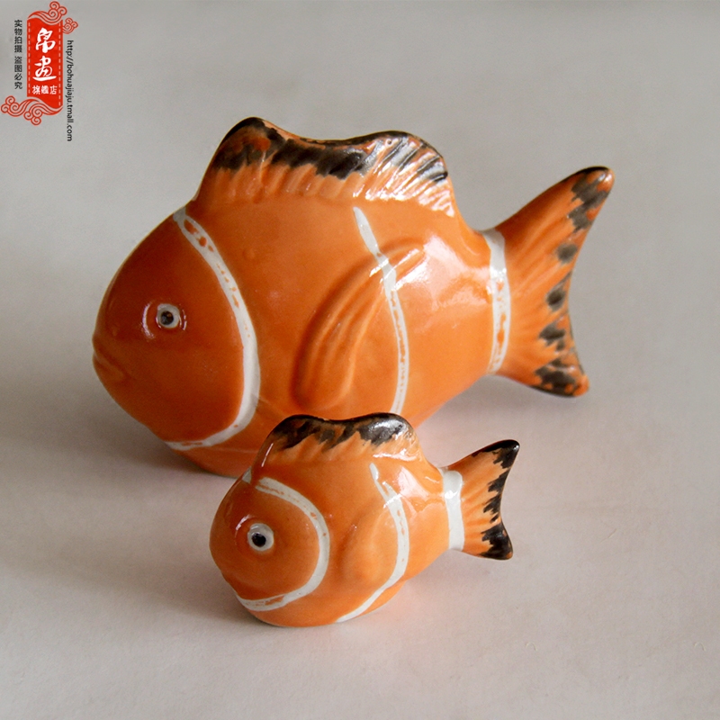 Jingdezhen ceramic small place creative mini toy sitting room adornment household aquarium fish floating children
