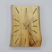 Natural solid wood log camphor wood rectangular wood literature and art modern simple pastoral Nordic shaped large hanging clock