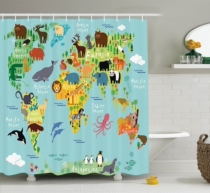 New York Lower City Park Imports Animals World children Plastic bath curtains (with bath curtain hook)