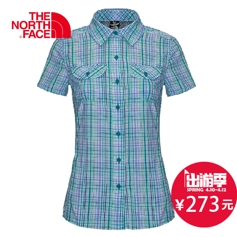 THE NORTH FACE/北面 女款短袖速干格子衬衣