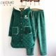 Nicole mùa đông phụ nữ quilted đồ ngủ dài trùm đầu độn nhung phục vụ nhà nhung bộ mặc nhà đẹp Giống cái