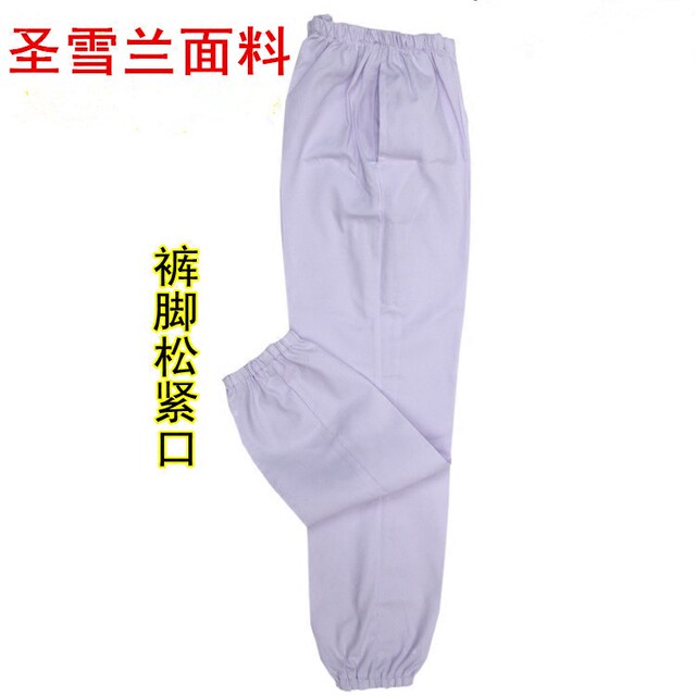 White Summer Nurse Pants Pink Blue Nurse Pants Elastic Waist Pants Hem Elastic Closure Large Size