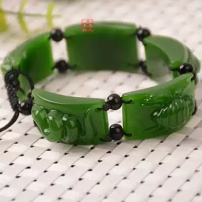 a goods Xinjiang Hetian jade Jasper five poison hand chain jade hand chain men's and women's natural jade jade hand string