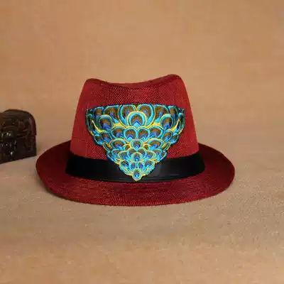 Cloud decoration totem original design women's hat national style peacock machine embroidery embroidery fashion hat topper women's embroidered hat