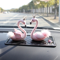  Car decoration Car interior decoration Cute Flamingo creative diamond crown Car center console beautiful interior supplies