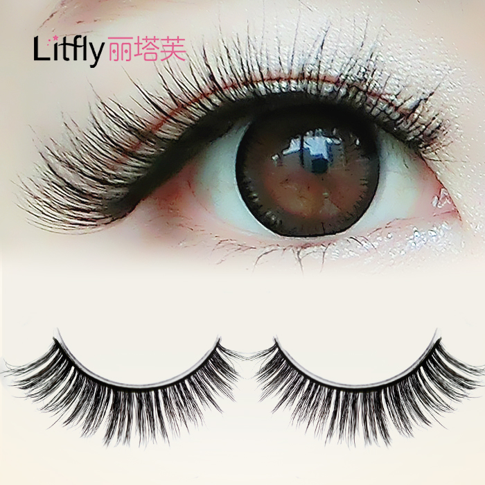 Litfly丽塔芙马毛假睫毛凌乱眼尾拉长款506 棉线梗自然飘逸浓密