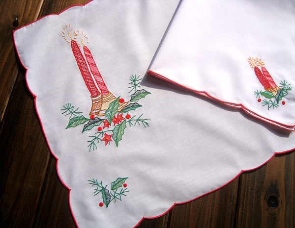 Foreign trade T C blended exquisite embroidery retro country fabric placemats dish mats napkins 2-piece set Candlelight series value