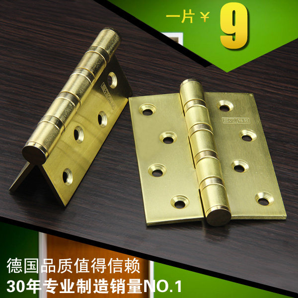 Local gold hinged wooden door folding 4 inch golden loose-leaf hinge hardware accessories stainless steel electroplating hinge mute