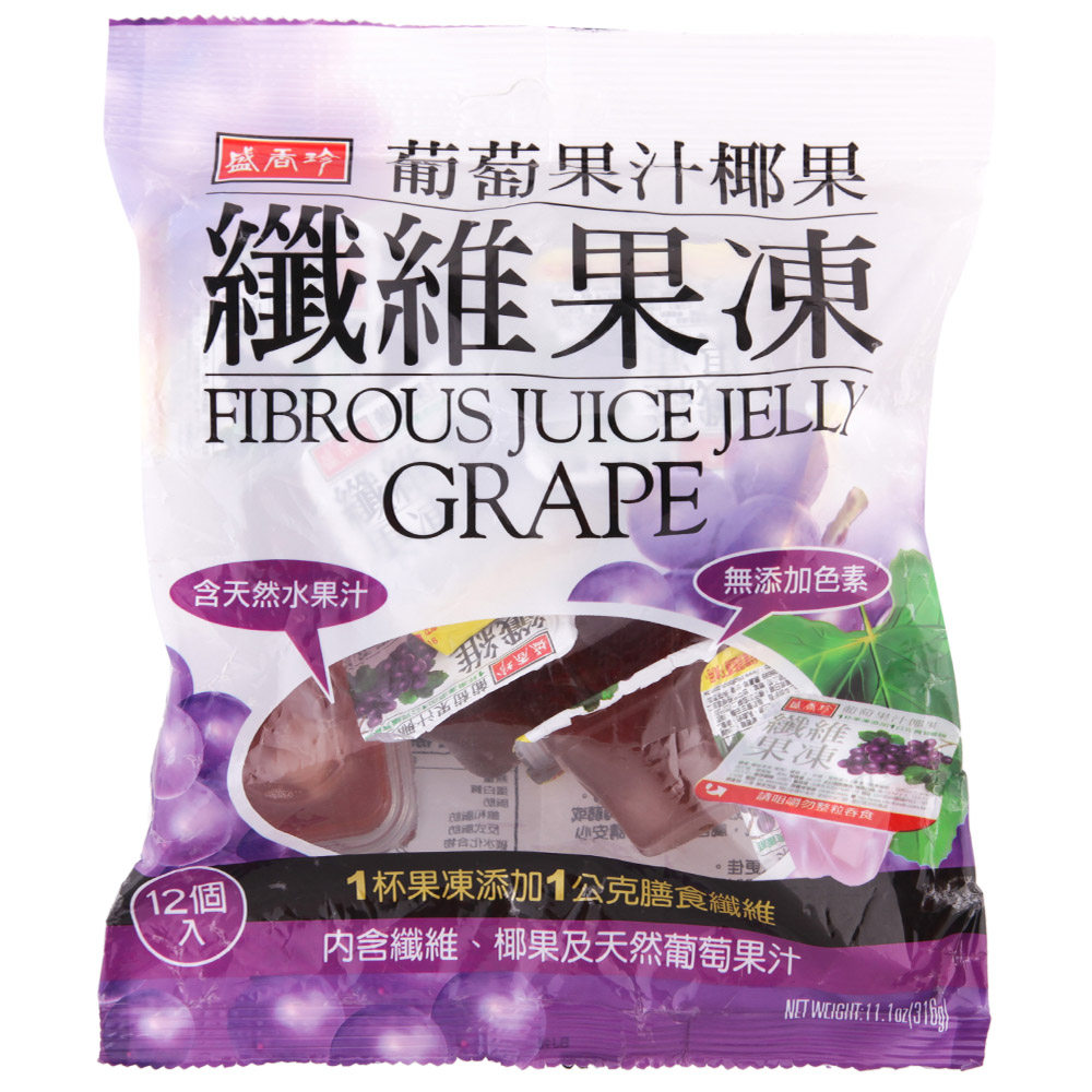 【天猫超市】台湾进口果冻 盛香珍纤维果冻（葡萄口味）316g/袋