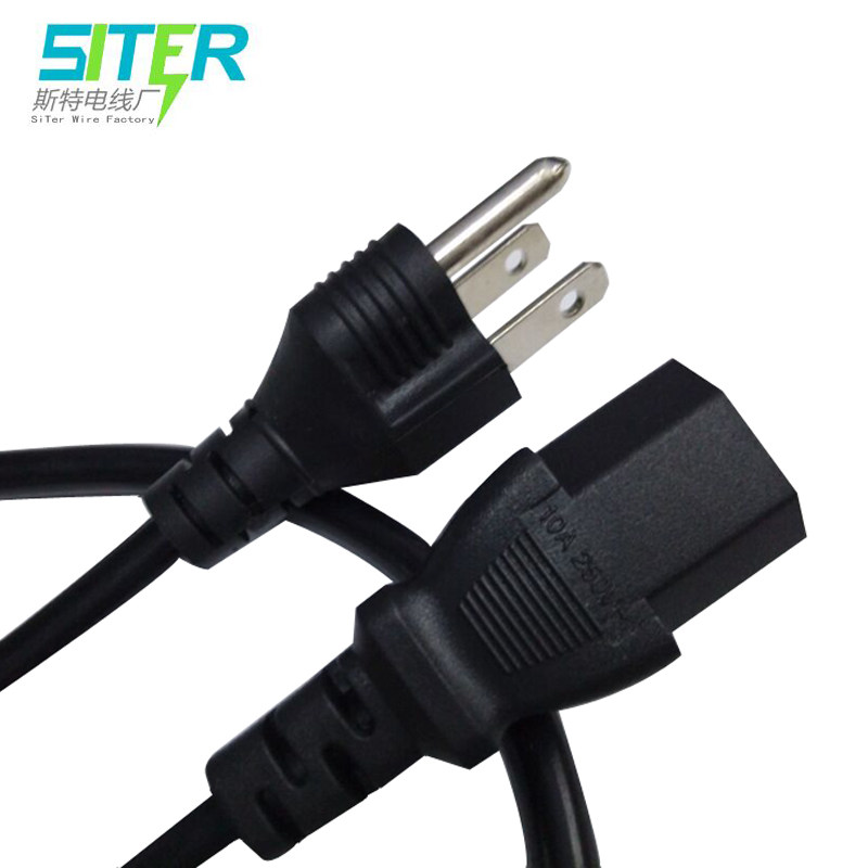 American double-headed, two-flat, one-round, three-core, suffix 3*0 75 square American-style plug power cord pure copper