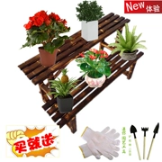 Gỗ carbonized hoa đứng ban công hoa đứng chống ăn mòn nhiều tầng bằng gỗ kệ ngoài trời giá chậu trồng cây giá - Kệ