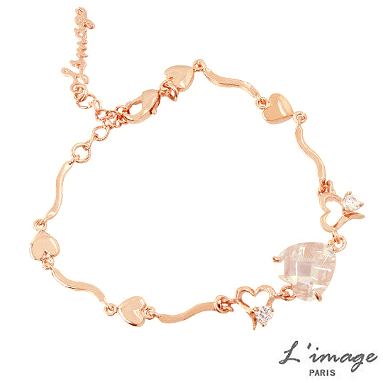 台湾官网直邮进口【Limage】甜蜜爱恋心玫瑰金手炼