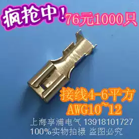 Copper male and female 6 3 plug spring plug 250 female terminal block horn button switch battery car 10-12