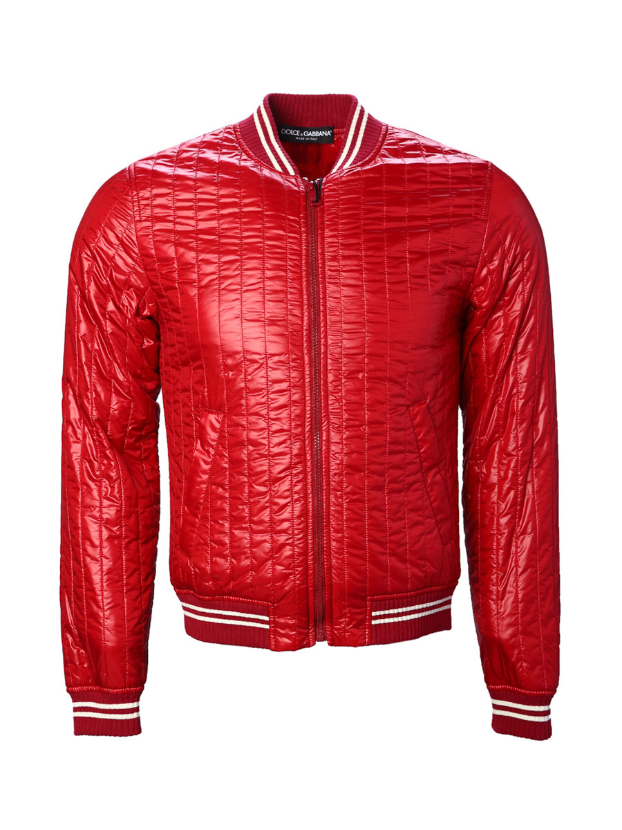 Dolce&Gabbana 大红色棒球领绗缝线饰长袖外套