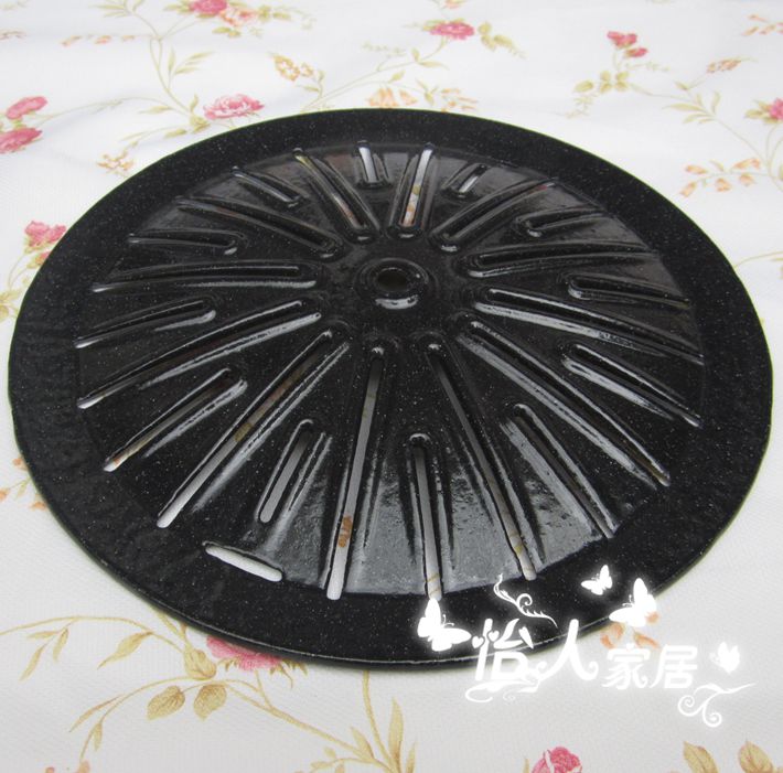 Round enamel cast iron Korean-style iron plate barbecue plate barbecue grate steak grill plate gas stove restaurant household multi-purpose