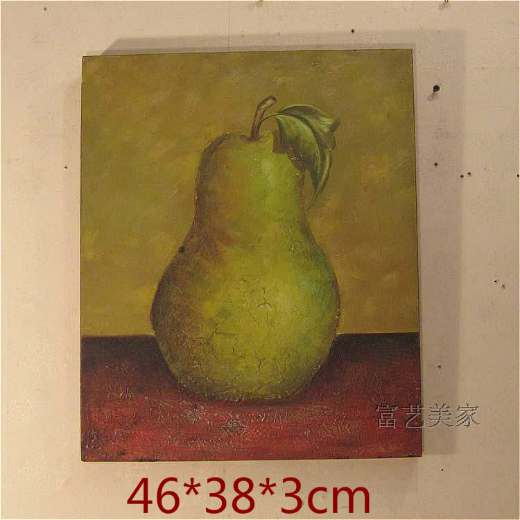 Eurostyle American imitation ancient painting Crack Painting oil painting Propylene Painting Decoration Painting Fruit Pears Dining Hall Hung Painting Pure Hand-painted Painting