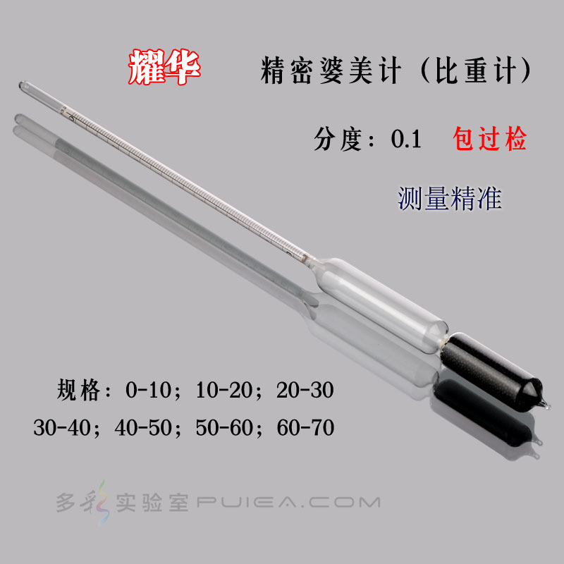正品耀华包检精密波美计高精度玻璃婆美度比重计凉皮面浆密度浮计