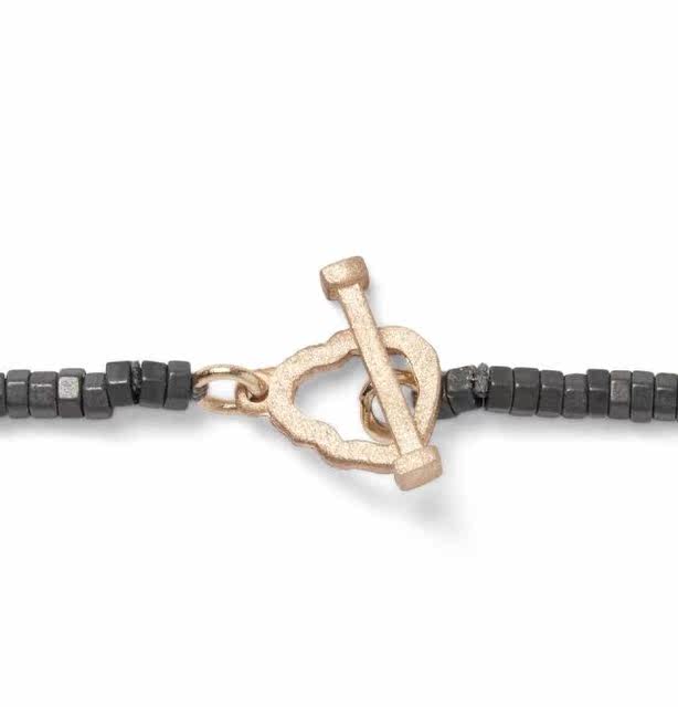 Luis Morais Hematite Beads, Gold and Diamond Necklace Discount