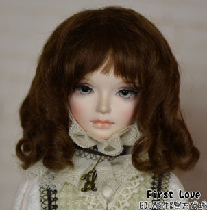 BJD SD Doll Wig Mohair 4 Points 6 Points Brown Oblique Bangs Curly Hair Long Hair
