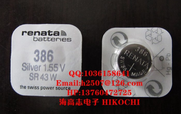 Swiss RENATA full range of 386 SR43W high rate discharge silver oxide batteries