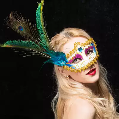 Halloween ball children's mask half face female feather makeup dance princess Net red Fashion Live anchor props