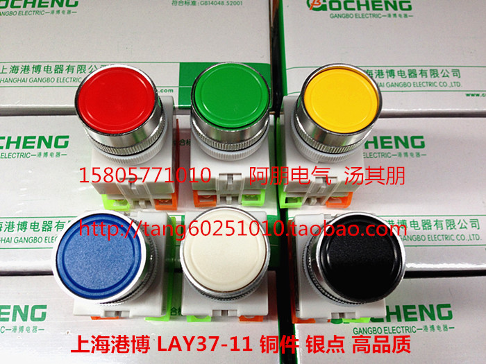 Shanghai Port Boo LAY37-11BN motor start button self-recopper piece silver dot