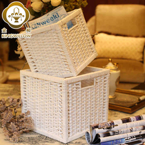 23 30cm square lidless portable size willow rattan woven magazine book sundries storage basket basket box box