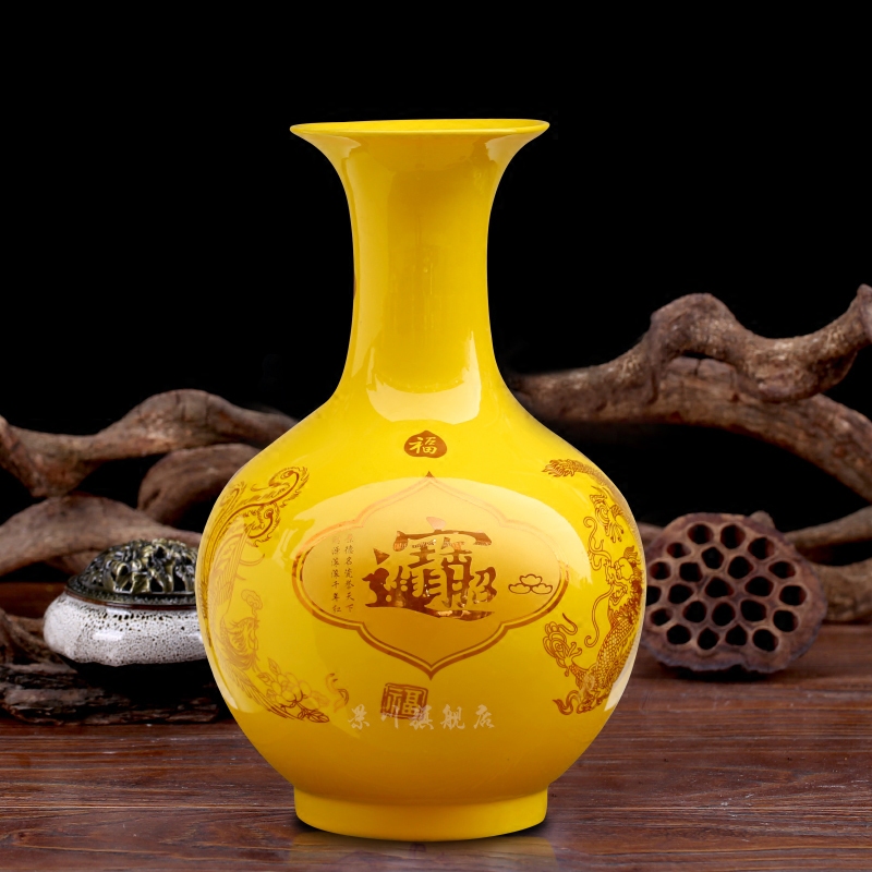 Jingdezhen dried flowers flower arrangement floret bottle of modern Chinese style household ceramics office furnishing articles table decorations arts and crafts
