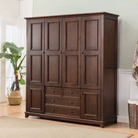 Nước Mỹ tủ quần áo lớn kết hợp tủ quần áo tổng thể gỗ rắn phòng ngủ đơn giản 3 cửa lưu trữ người lớn tủ công suất lớn tủ quần áo em bé