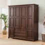 Nước Mỹ tủ quần áo lớn kết hợp tủ quần áo tổng thể gỗ rắn phòng ngủ đơn giản 3 cửa lưu trữ người lớn tủ công suất lớn tủ quần áo em bé