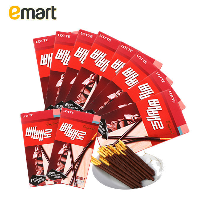 EMART易买得 韩国进口LOTTE乐天巧克力棒原味46g*10（代可可脂）