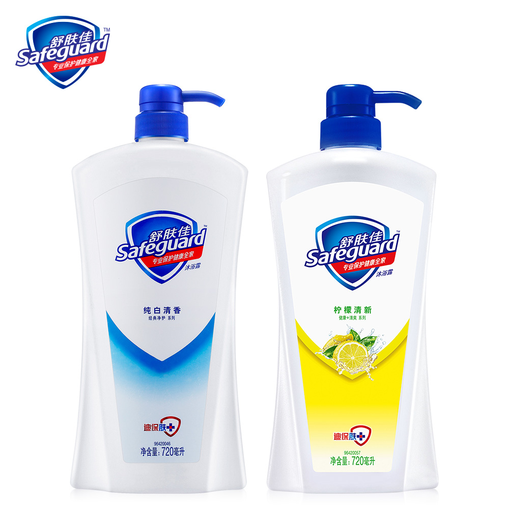 【天猫超市】舒肤佳沐浴露佳纯白清香型720ml+柠檬清新型720ml