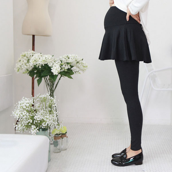 Pure Cotton Pregnant Woman Pants Autumn Clothing High Cashew Abdominal lap pants Body Skinny Fake Two Pants Dress Korean Version Small Subshort Skirt