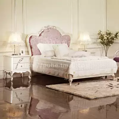 Princess bed Children girl cute European pink solid wood single 1 5 meters Court dream bed girl bed