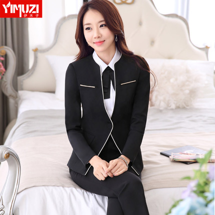 伊木子2015春秋职业装女装套装正装西装时尚OL长袖三件套裙Y9976