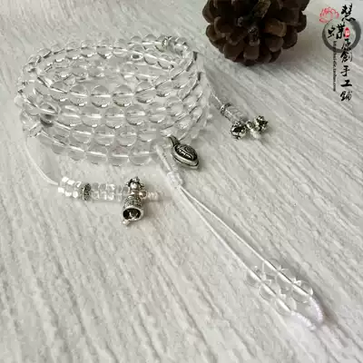 Huidie Original natural 5A grade White Crystal 108 Buddhist Rosary Alloy Tibetan Silver Counter Vajrasattva