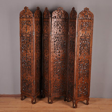 ширма 泰式美容院装饰隔断屏风 东南亚风格酒店餐厅高端实木大象折屏