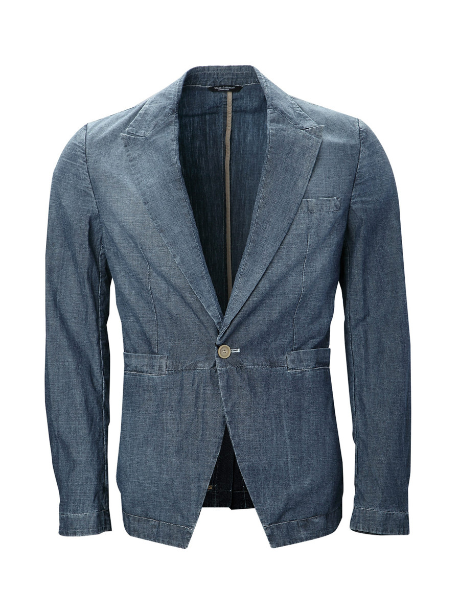 Dolce&Gabbana 牛仔蓝色平驳领西装外套