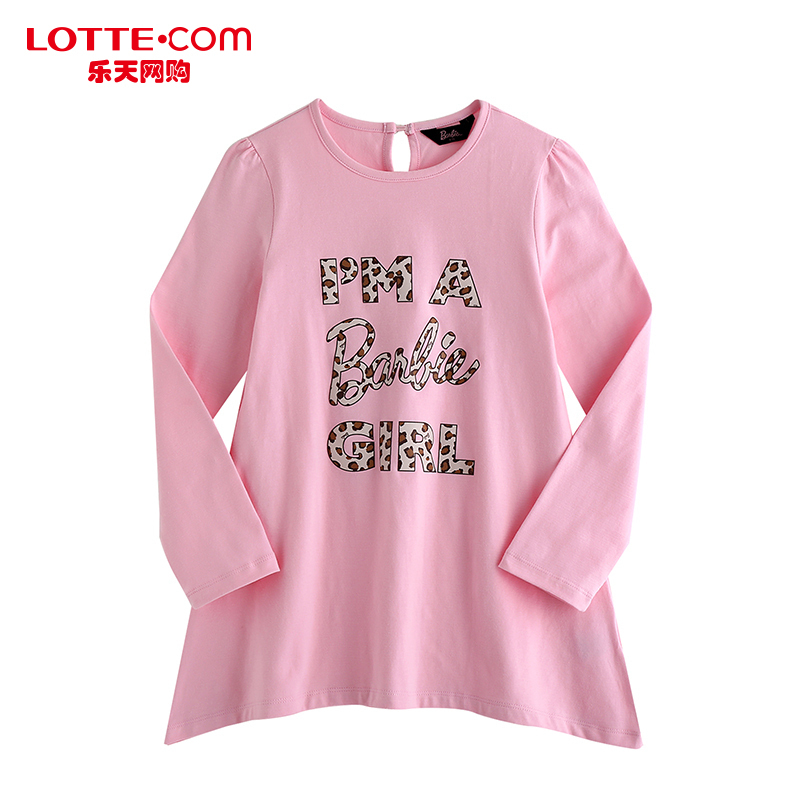 乐天网购BARBIE/芭比韩国直邮上衣长袖印花粉色女孩百搭休闲