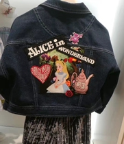 Spot F2BC73151 childrens clothing with custom girls Alice embroidered denim jacket jacket jeans tide