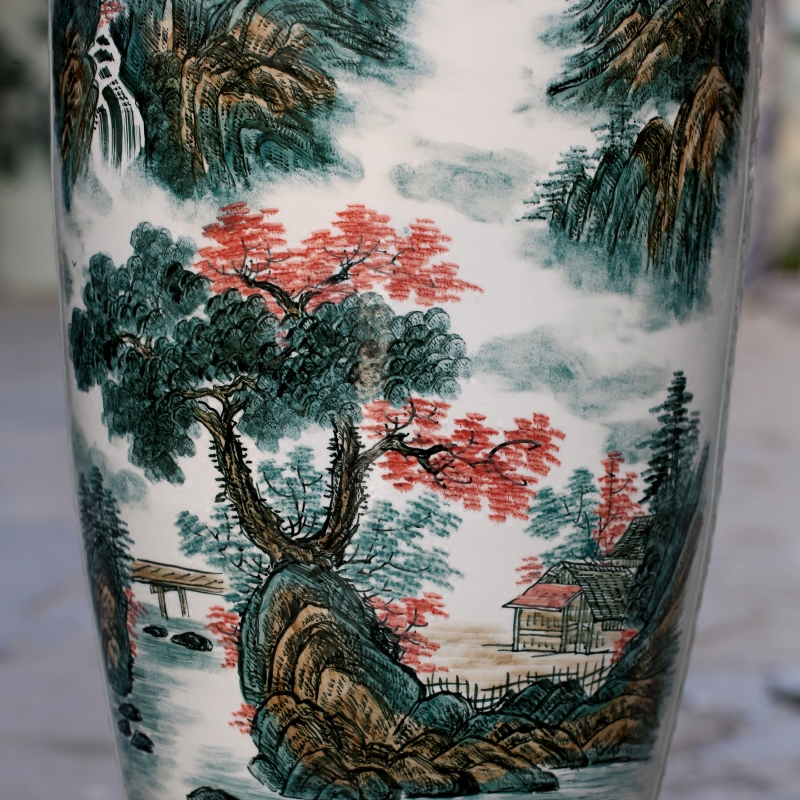 Jingdezhen ceramics hand - made mountain green water show large vases, furnishing articles sitting room hotel modern household adornment