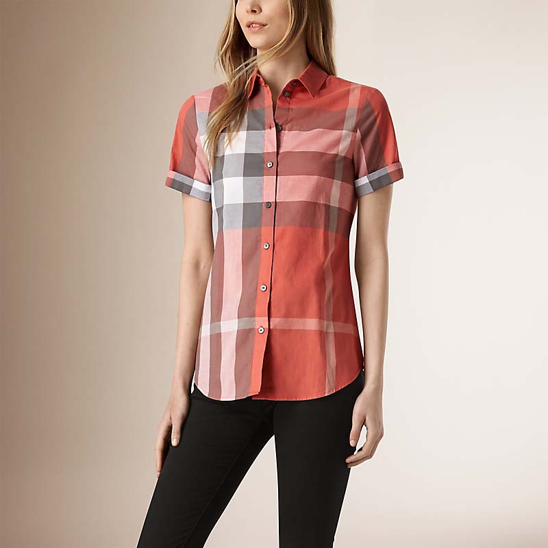 BURBERRY/博柏利格纹棉质短袖衬衫 40224201